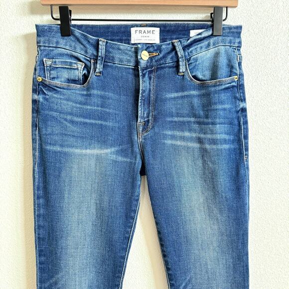 Frame Medium Wash Blue Demin Atlas Le Crop Mini Boot Jeans Women's 27 - Picture 2 of 6